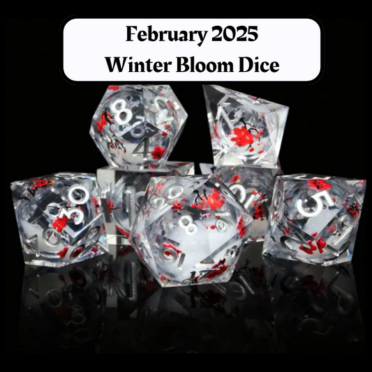 Advanced Dice of the Month Winter Bloom Dice and "Journeys Outside the Keep" Newsletter