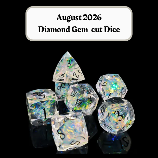 Advanced Dice of the Month- Diamond Gem-cut Dice and "Journeys Outside the Keep" Newsletter
