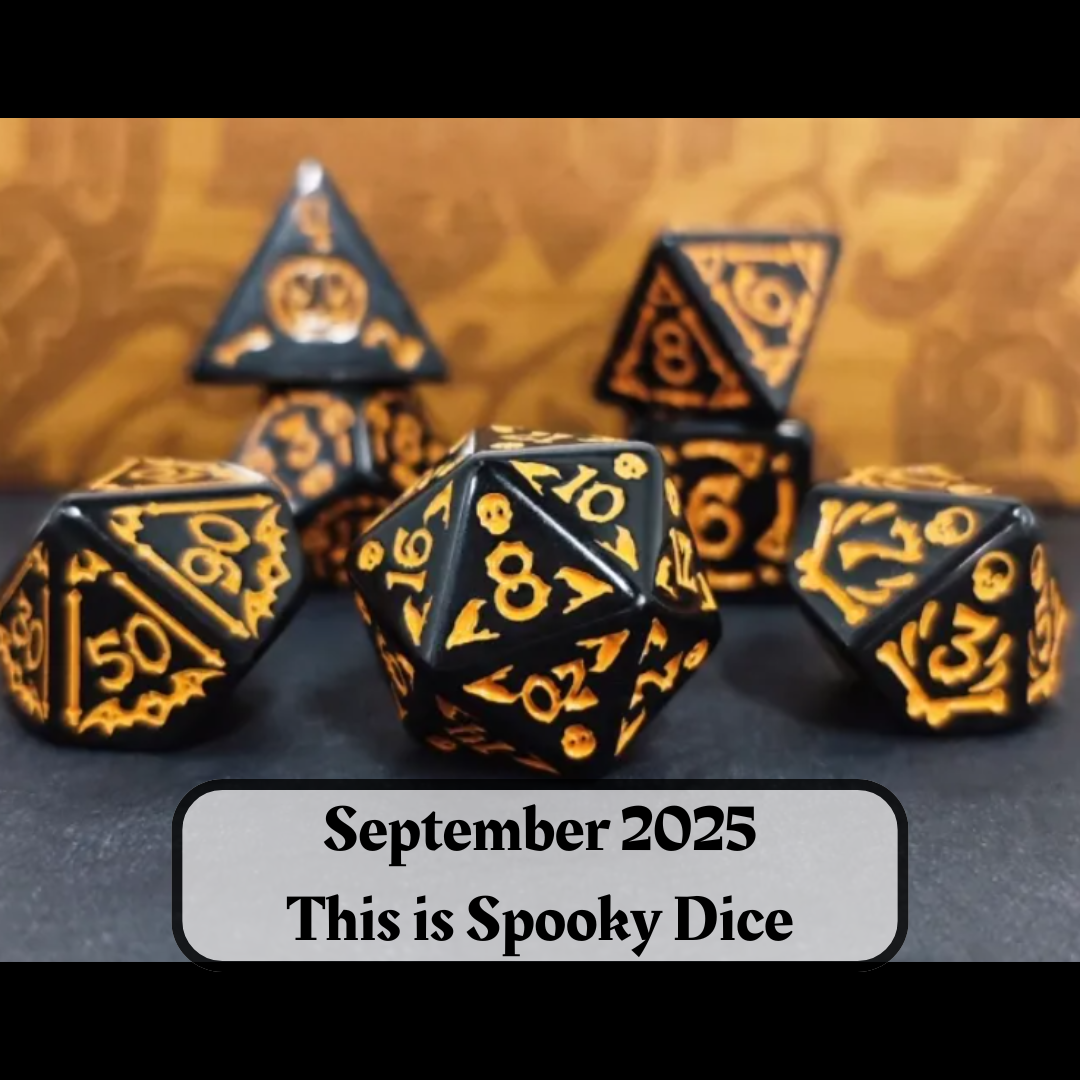 Dice of the Month "Glacial Embrace Dice" and "Journeys Outside the Keep" Newsletter