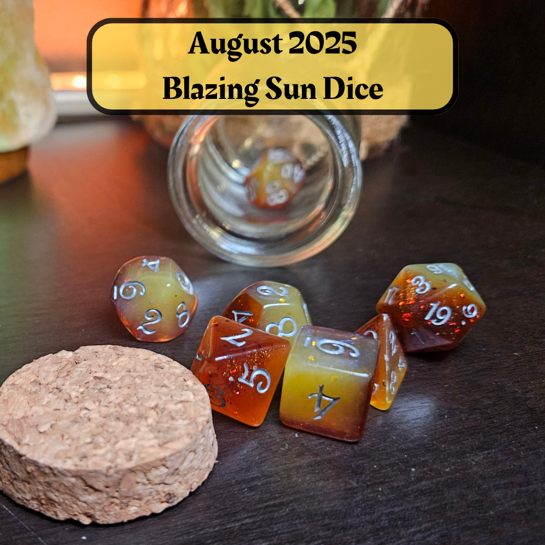 Dice of the Month "Glacial Embrace Dice" and "Journeys Outside the Keep" Newsletter