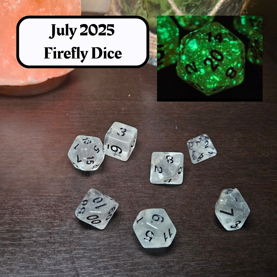 Dice of the Month "Glacial Embrace Dice" and "Journeys Outside the Keep" Newsletter