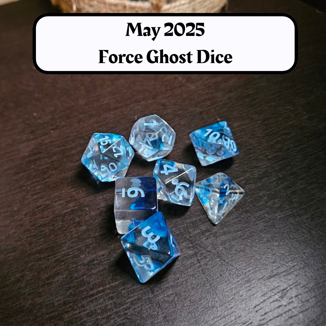 Dice of the Month "Glacial Embrace Dice" and "Journeys Outside the Keep" Newsletter