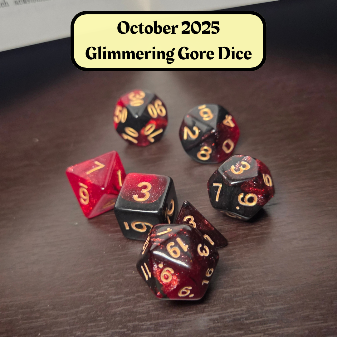 Dice of the Month "Glacial Embrace Dice" and "Journeys Outside the Keep" Newsletter