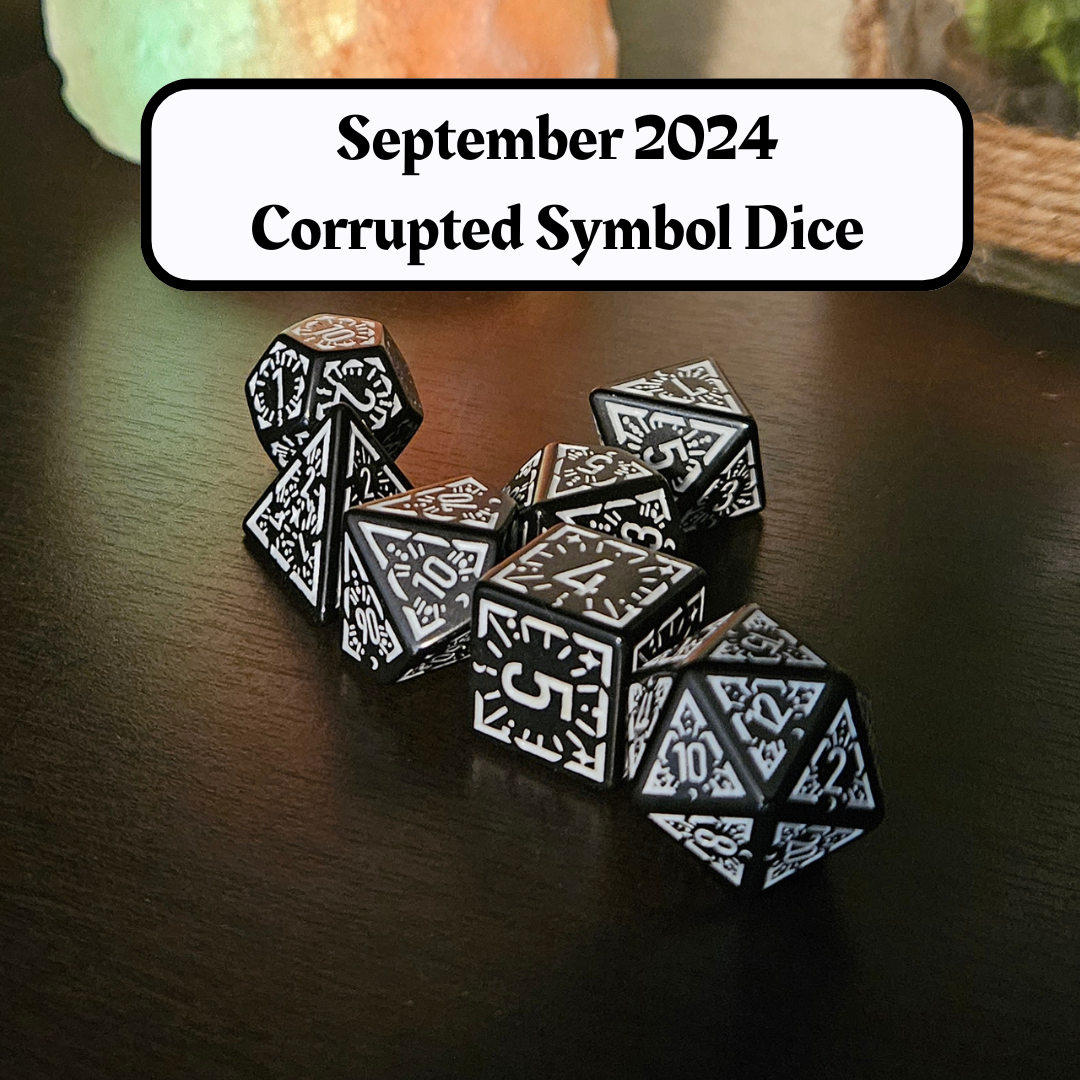 Dice of the Month "Dark Sacrifice Dice" and "Journeys Outside the Keep" newsletter