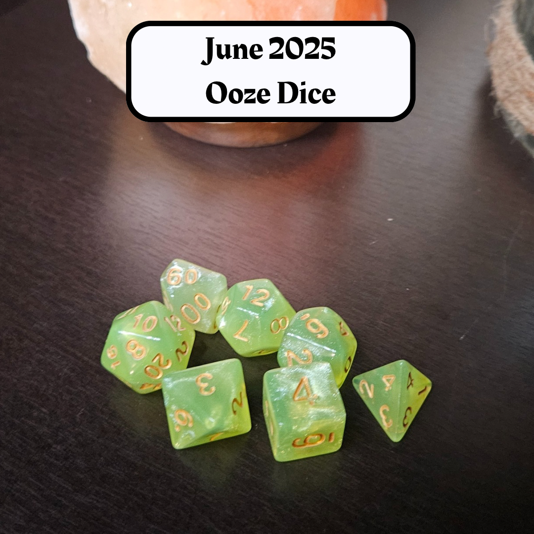 Dice of the Month "Glacial Embrace Dice" and "Journeys Outside the Keep" Newsletter