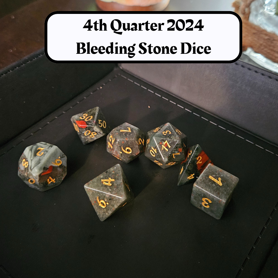 Legendary Quarterly Dice "Ice Crystal Prism Glass Dice" and "Journeys Outside the Keep" Newsletter